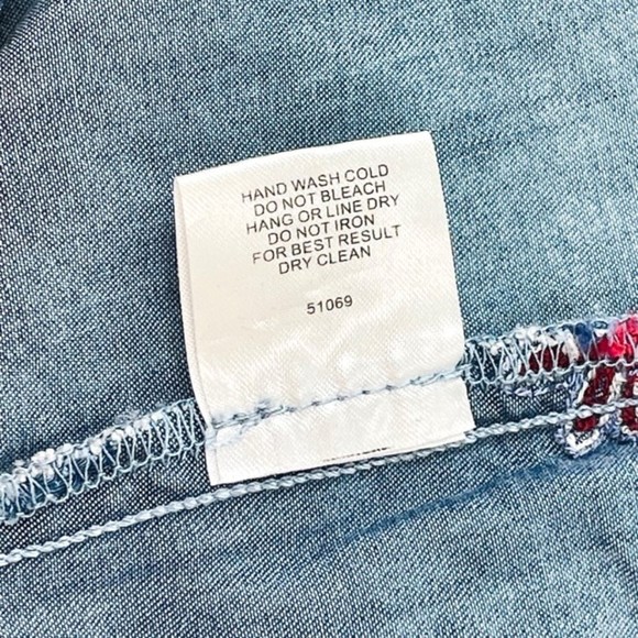 Romeo + Juliet Couture NEW Floral Embroidered Chambray Denim Mini Dress Small - Picture 9 of 9